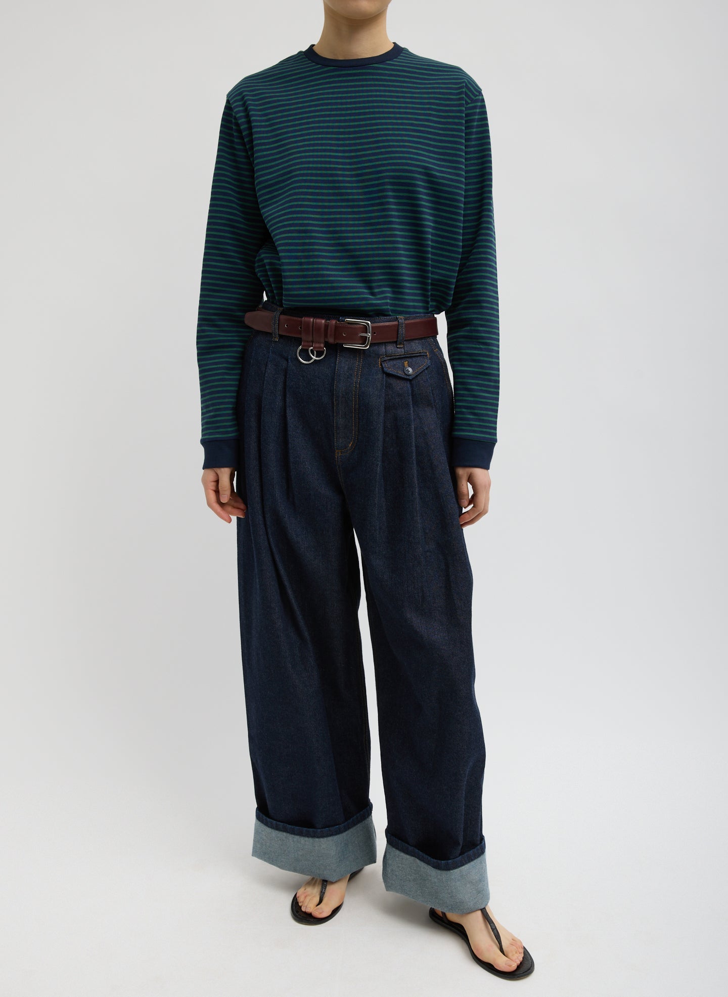 Indigo Denim Triple Pleat Jean | Tibi Indigo