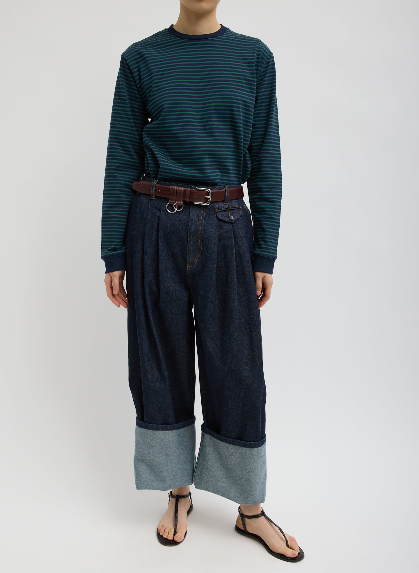 Indigo Denim Triple Pleat Jean | Tibi Indigo