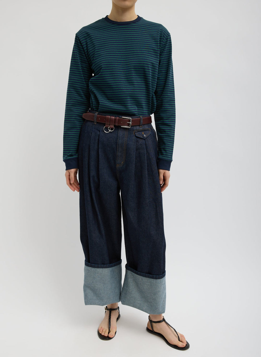 Indigo Denim Triple Pleat Jean | Tibi Indigo