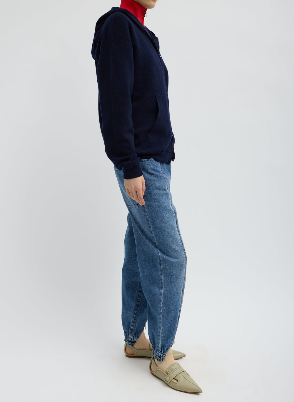 Zippered Denim Jogger | Tibi Classic Blue