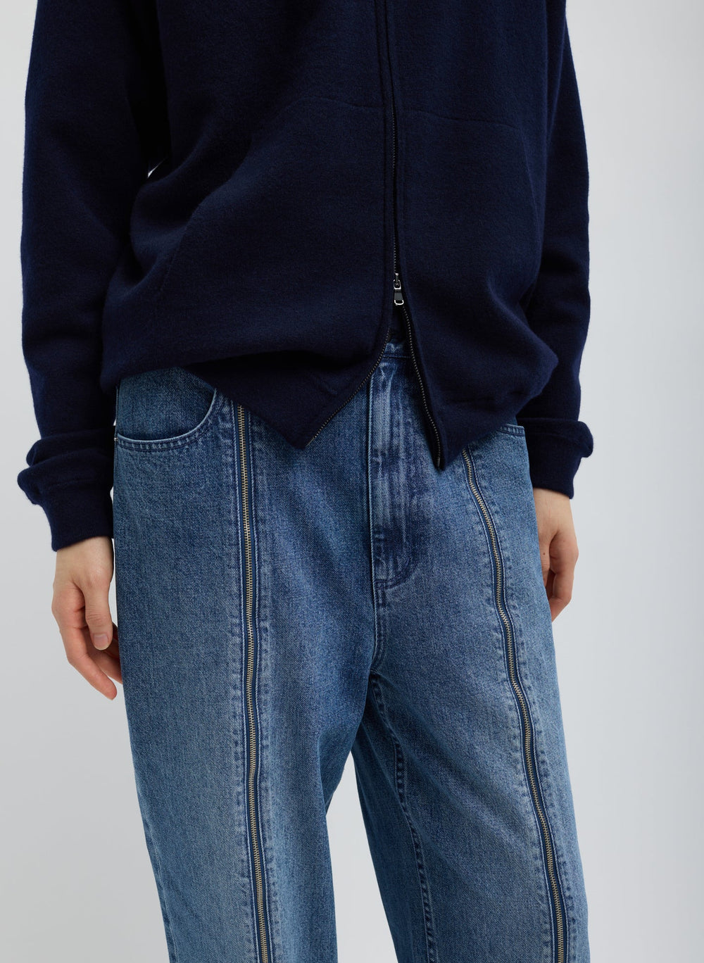 Zippered Denim Jogger | Tibi Classic Blue
