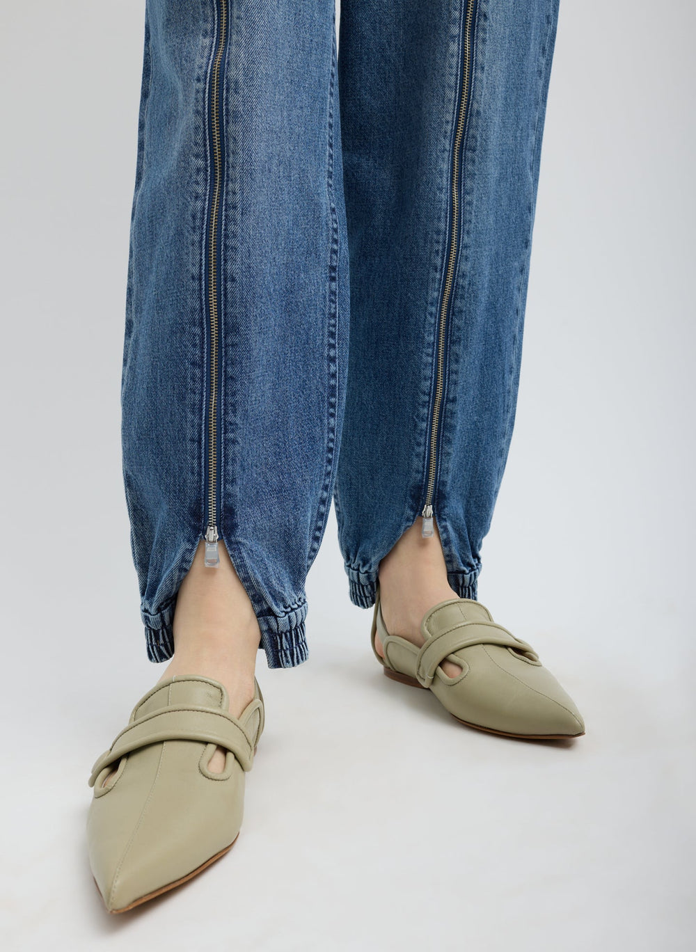 Zippered Denim Jogger | Tibi Classic Blue