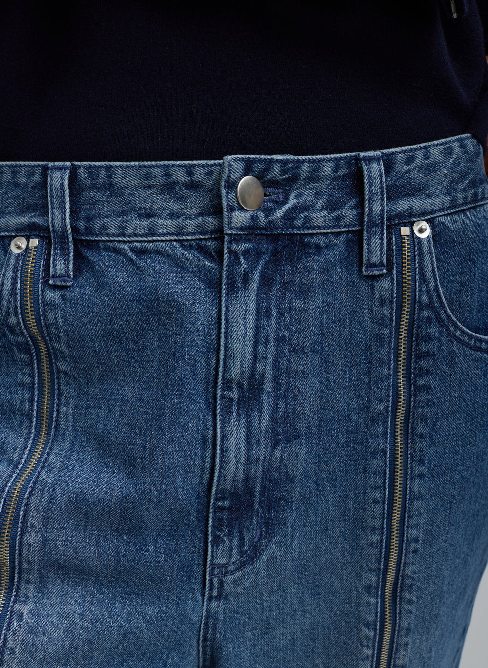 Zippered Denim Jogger | Tibi Classic Blue