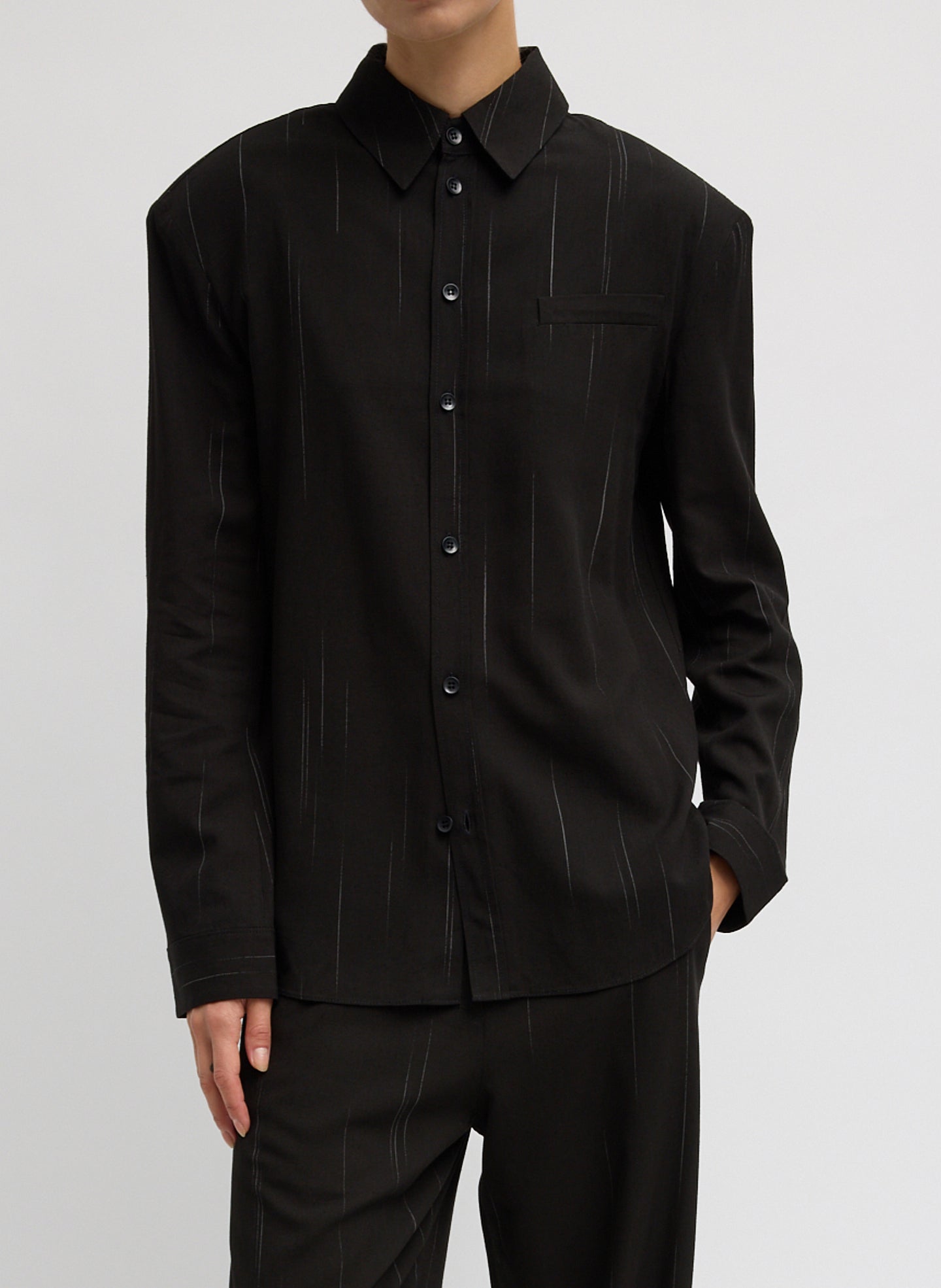 Viscose Suiting Detached Shirt | Tibi Black Multi