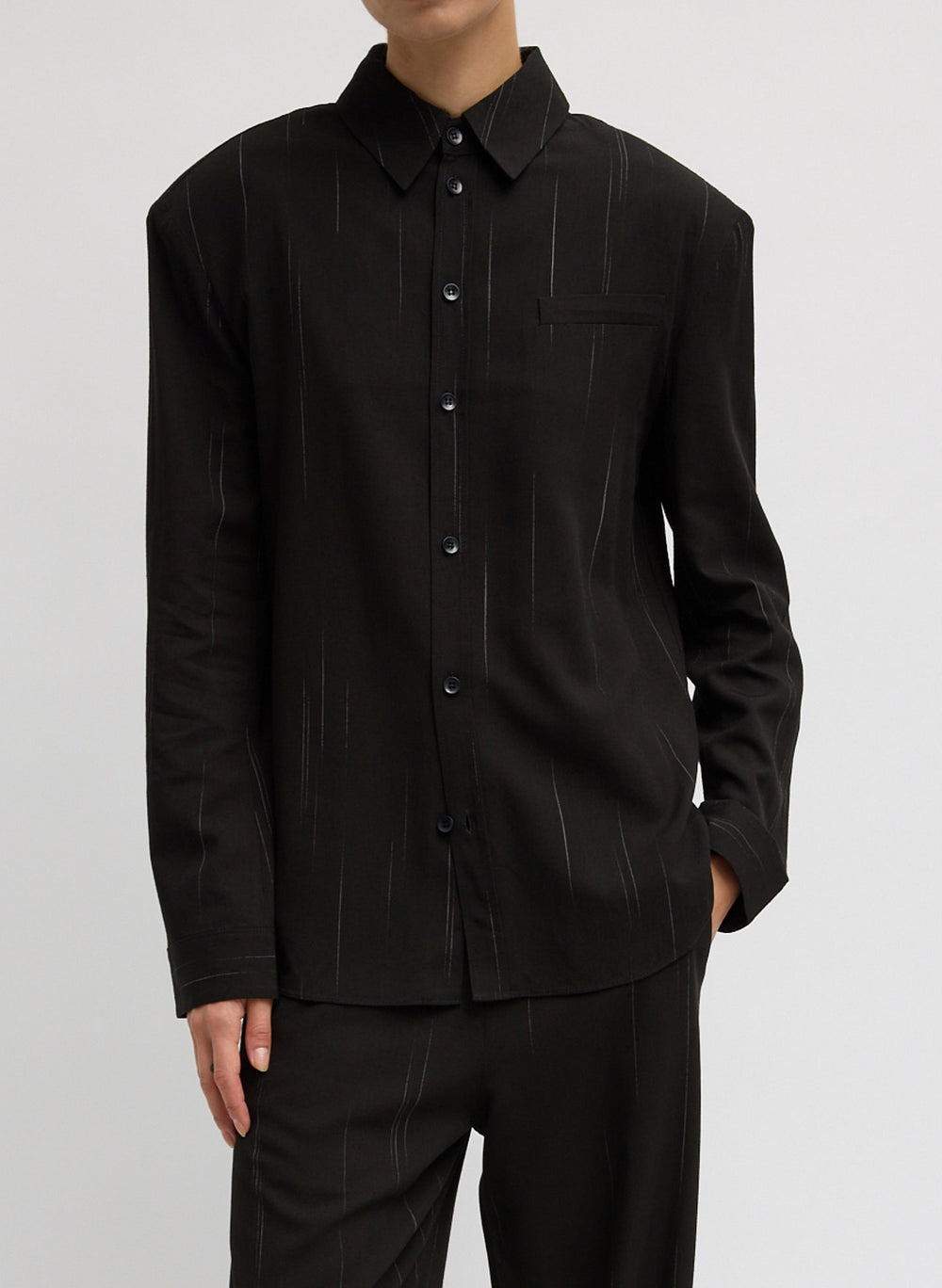 Viscose Suiting Detached Shirt | Tibi Black Multi