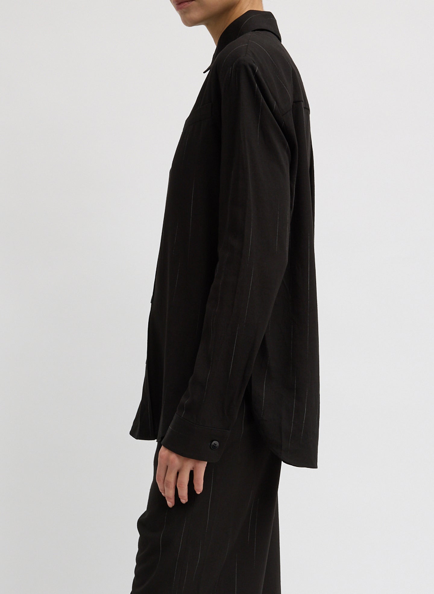 Viscose Suiting Detached Shirt | Tibi Black Multi