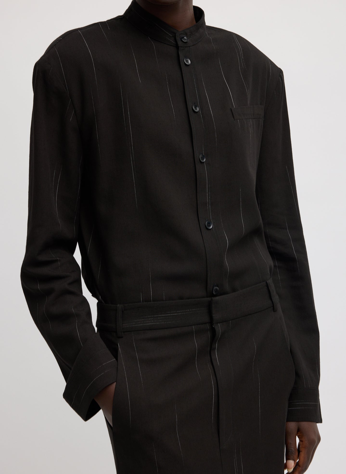 Viscose Suiting Detached Shirt | Tibi Black Multi