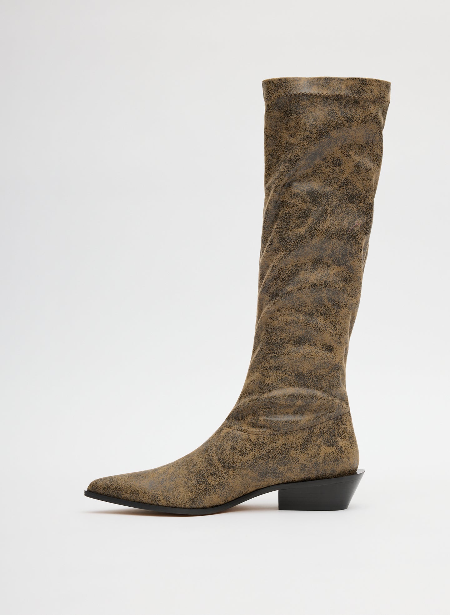 Distressed Bronson Boot - Regular Calf | Tibi Black/Tan Multi