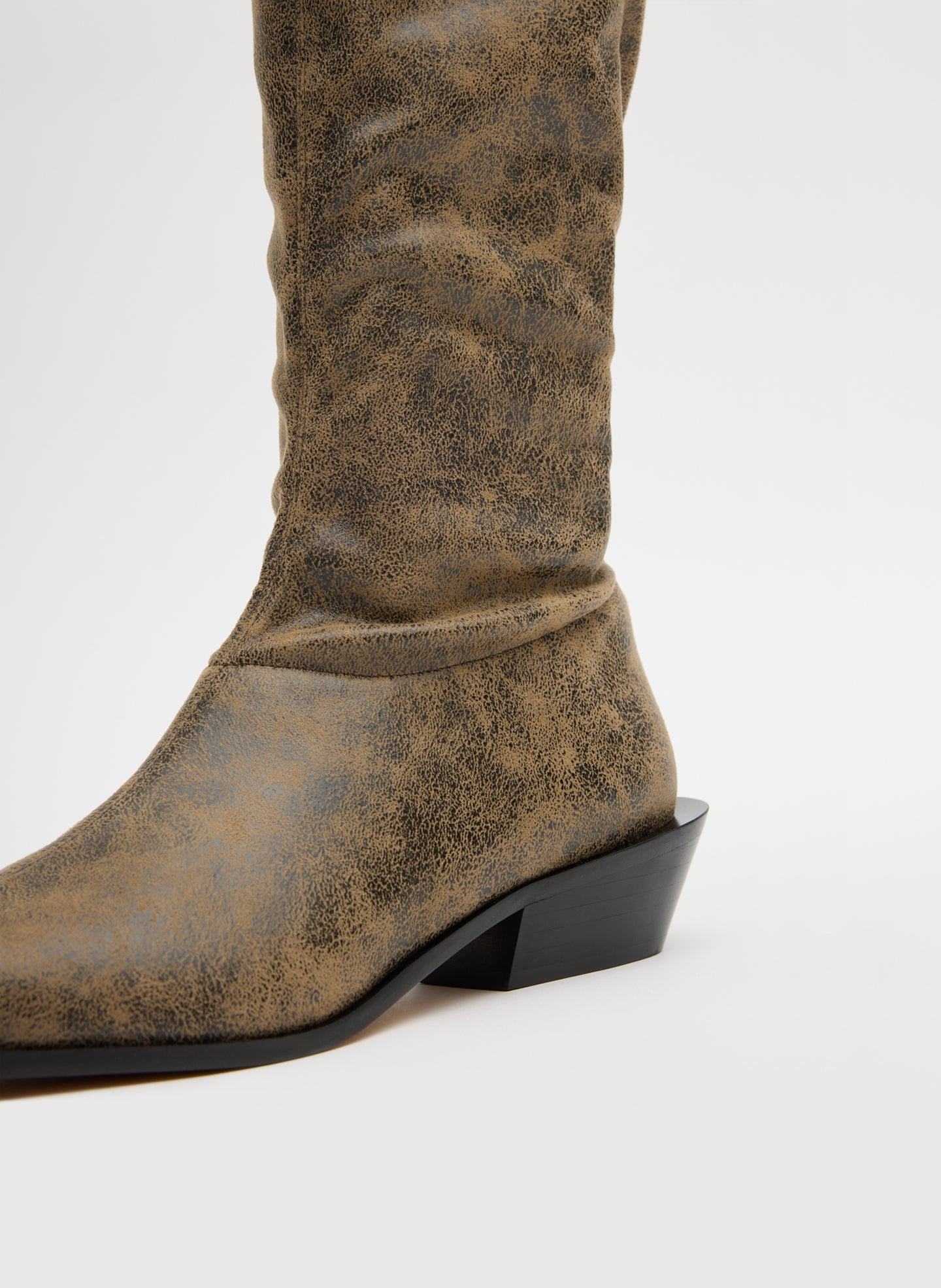 Distressed Bronson Boot - Regular Calf | Tibi Black/Tan Multi