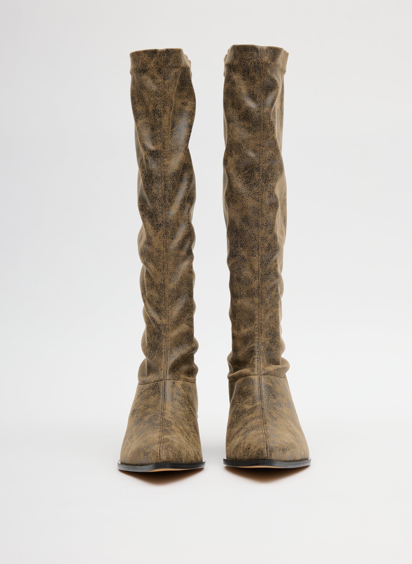 Distressed Bronson Boot - Narrow Calf | Tibi Black/Tan Multi