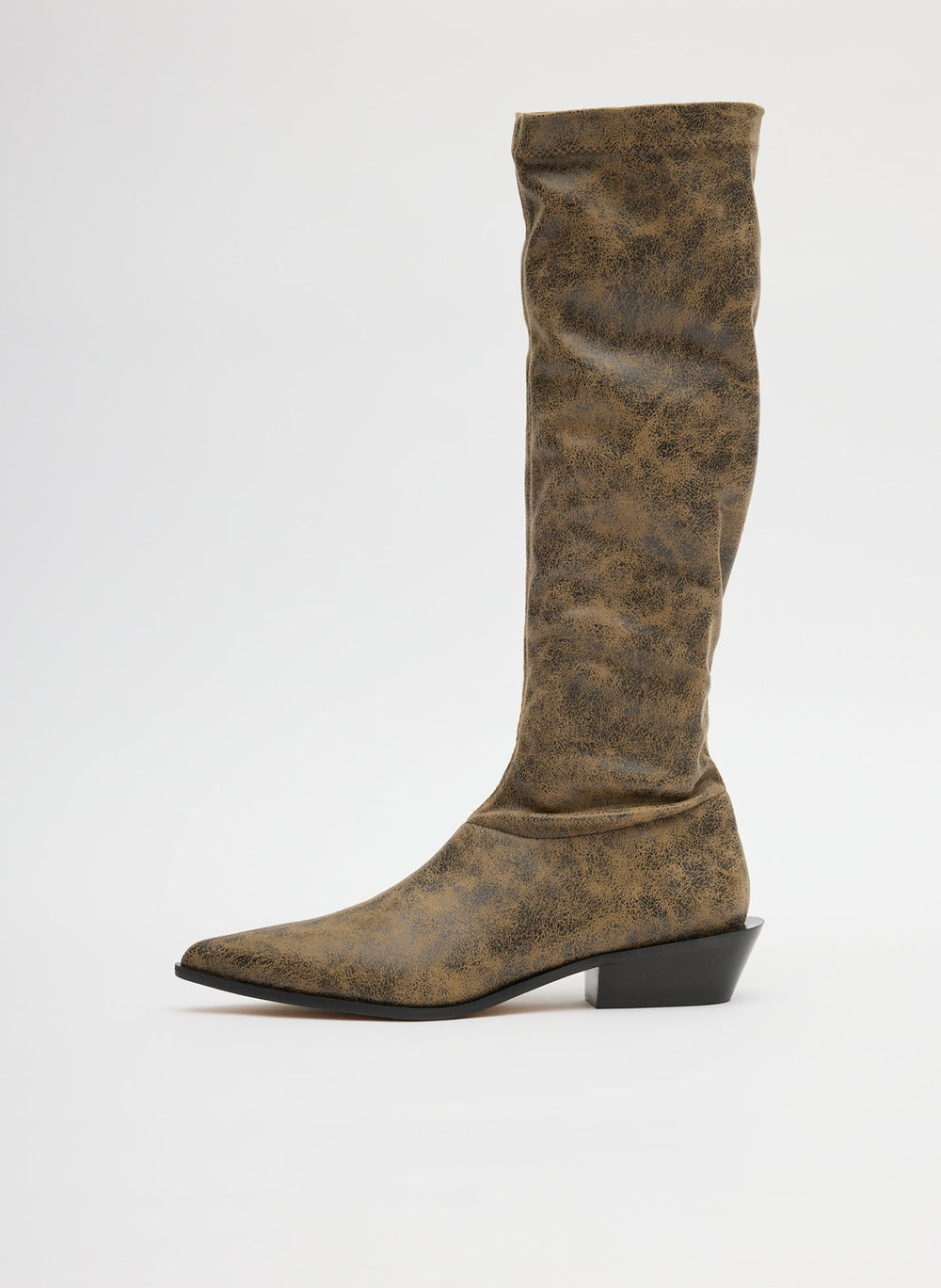 Distressed Bronson Boot - Narrow Calf | Tibi Black/Tan Multi
