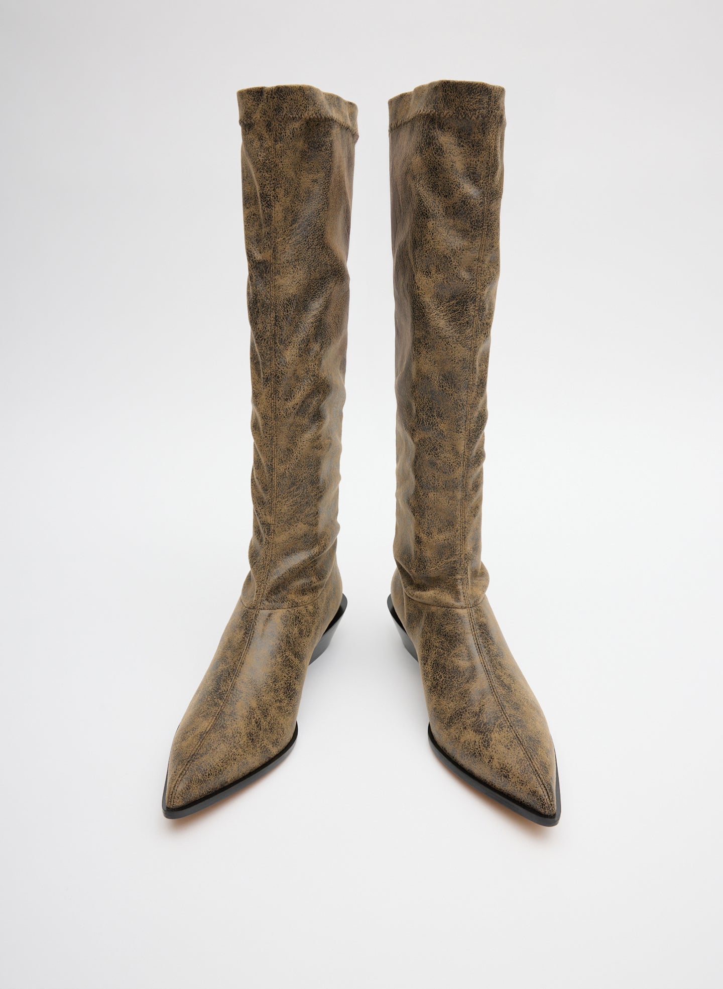 Distressed Bronson Boot - Narrow Calf | Tibi Black/Tan Multi