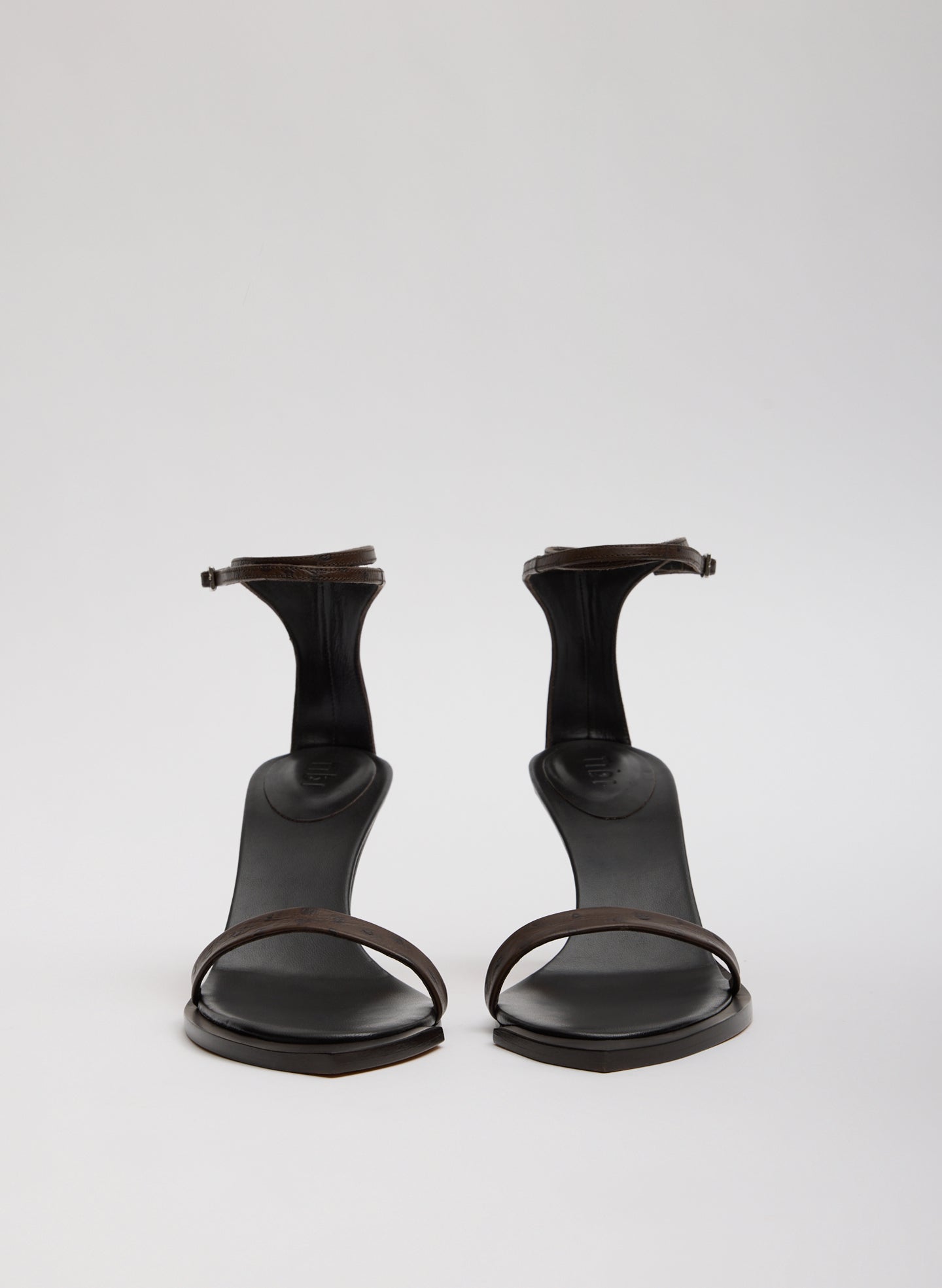 Ostrich Print Erno Heel | Tibi Dark Brown