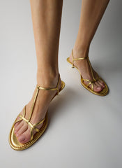 Christopher Metallic Nappa Heel | Tibi Gold