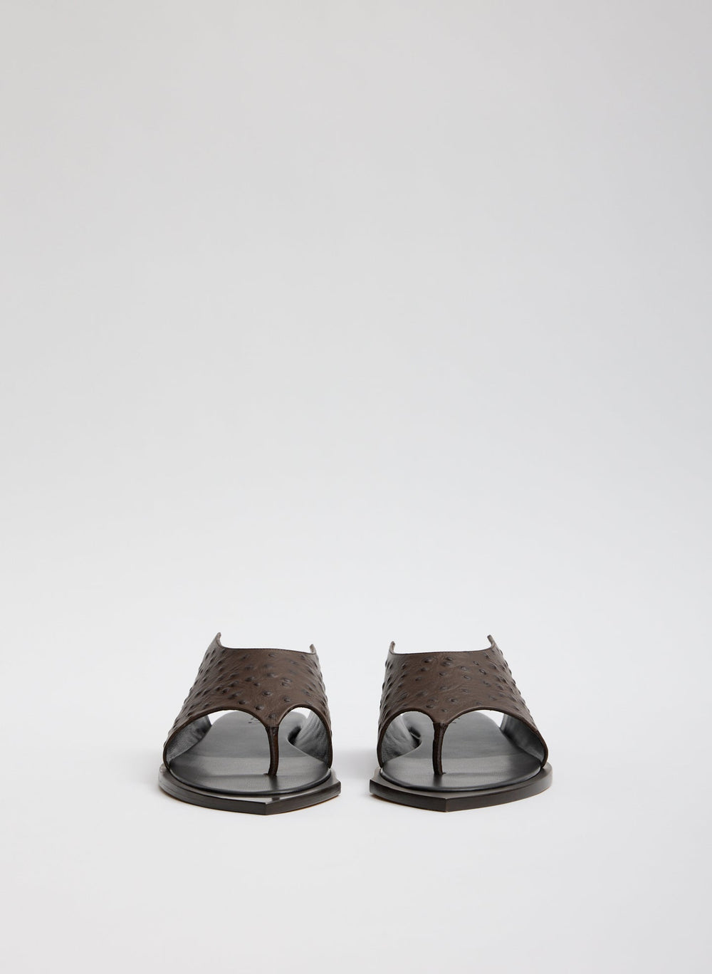 Ostrich Print Gerard Sandal | Tibi Dark Brown