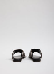 Ostrich Print Gerard Sandal | Tibi Dark Brown