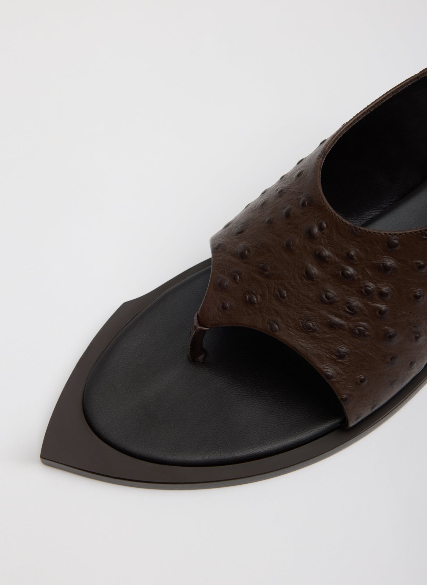 Ostrich Print Gerard Sandal | Tibi Dark Brown
