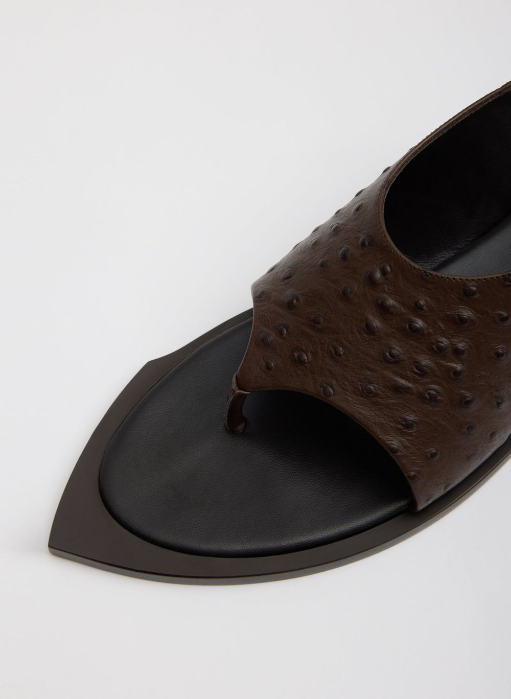Ostrich Print Gerard Sandal | Tibi Dark Brown