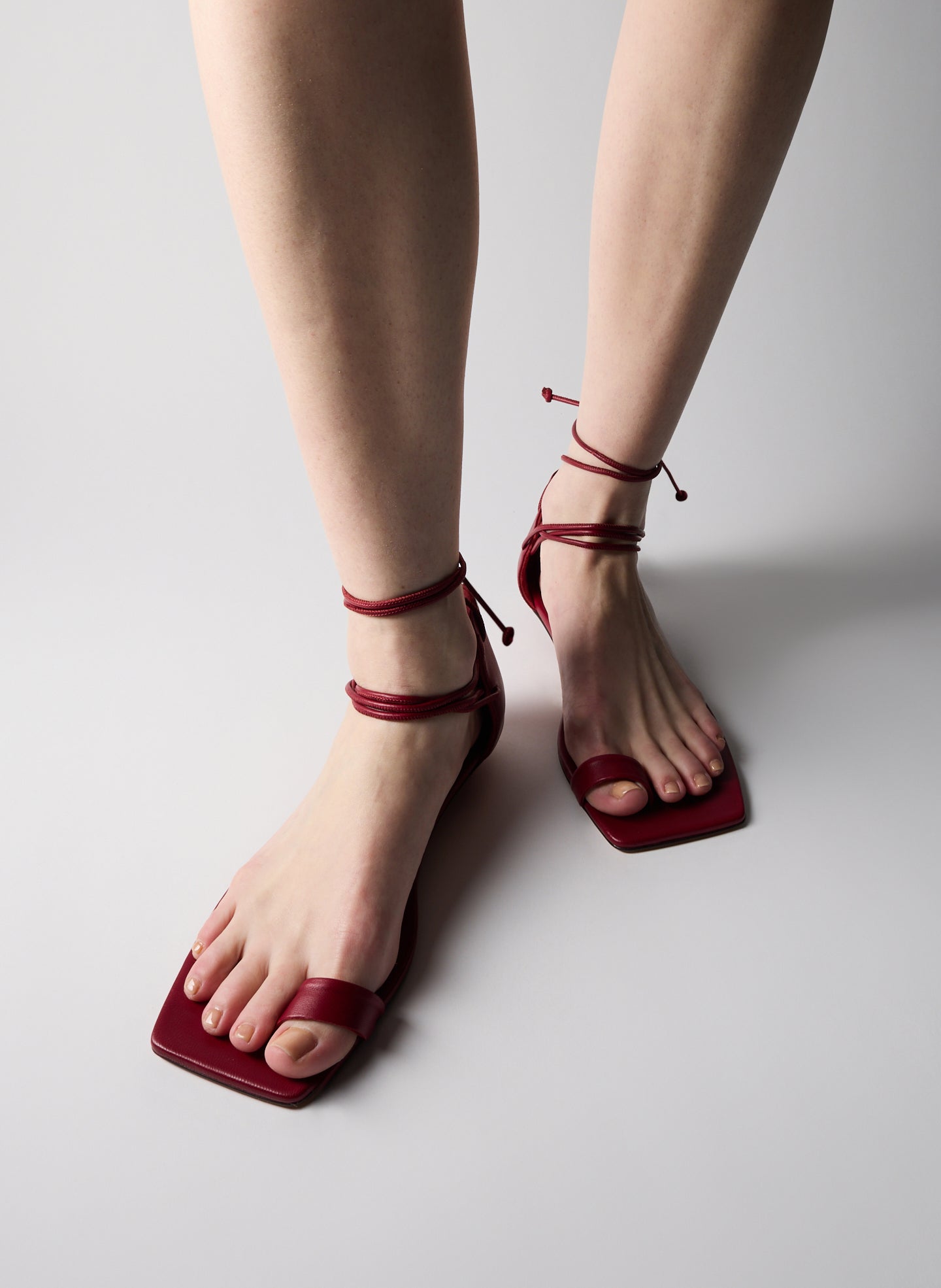 Ali Lace-Up Short Sandal | Tibi Cherry Red
