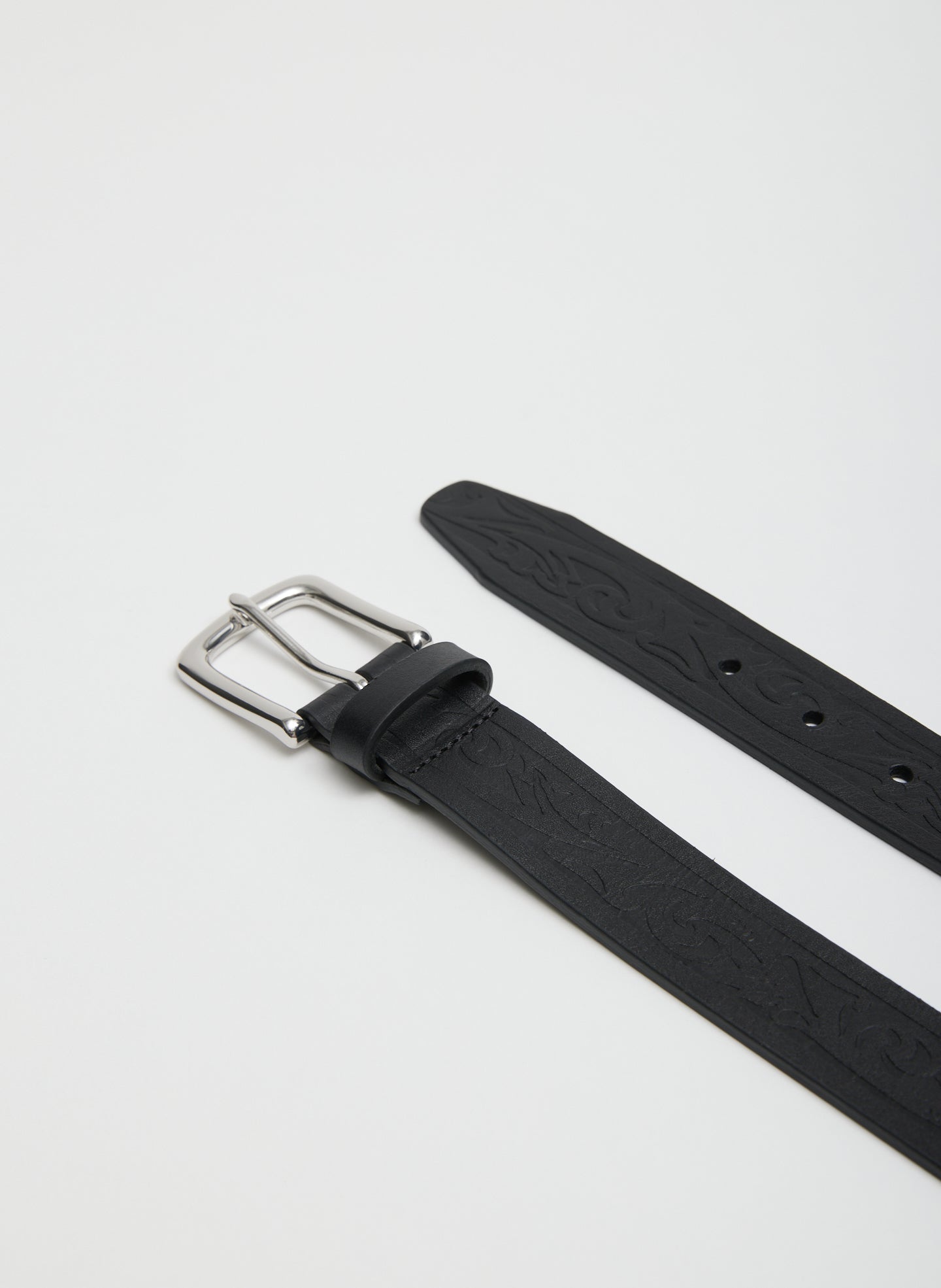 Classic Men's Tooled Leather Belt | Tibi Black