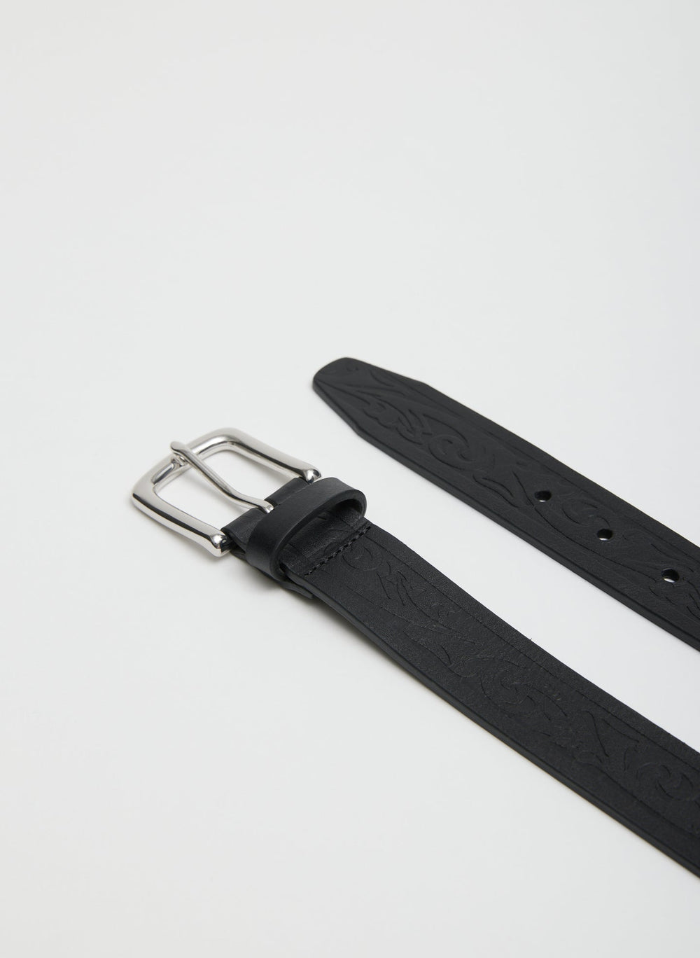 Classic Men's Tooled Leather Belt | Tibi Black