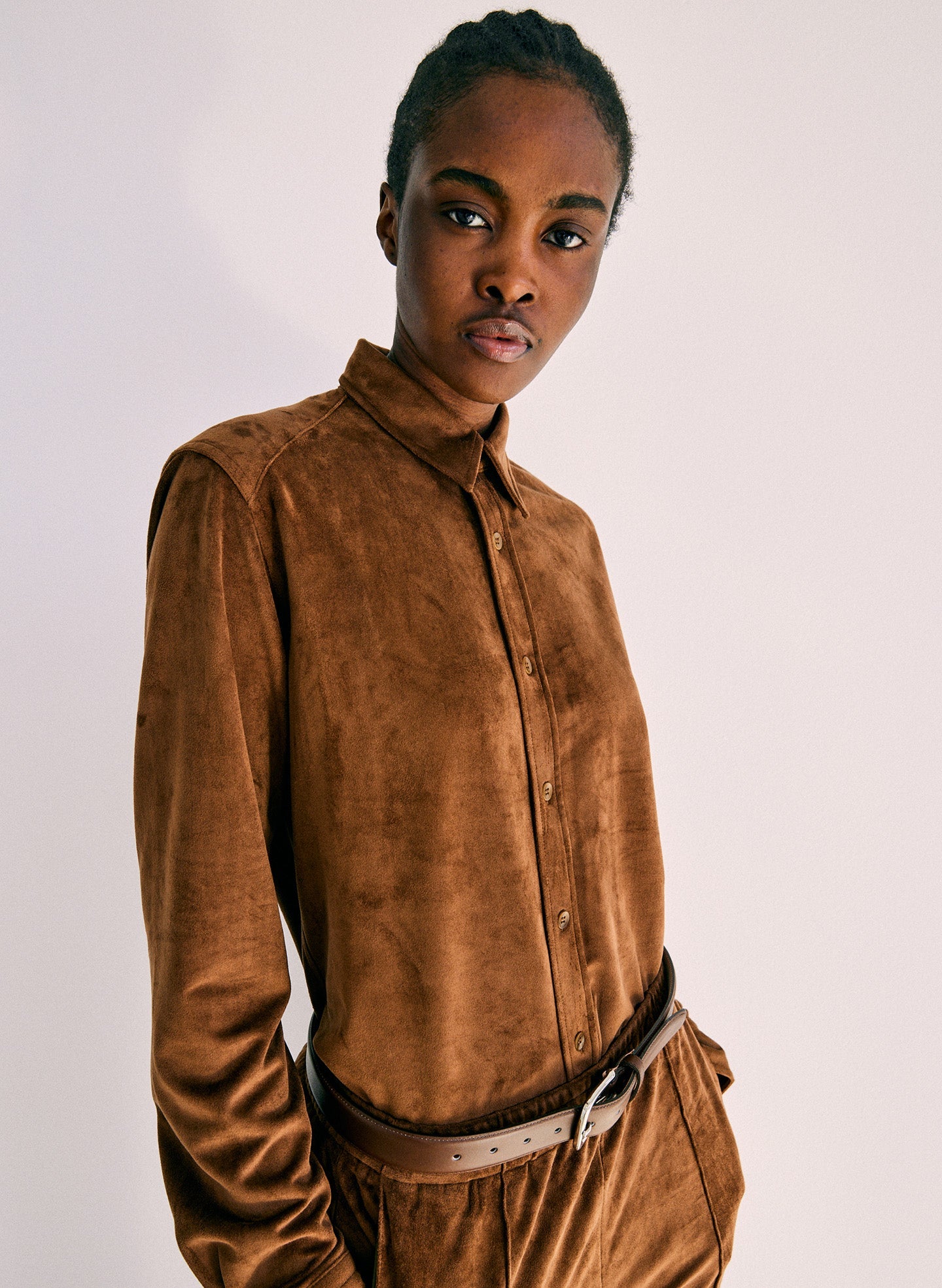 Classic Men's Leather Belt | Tibi Brown