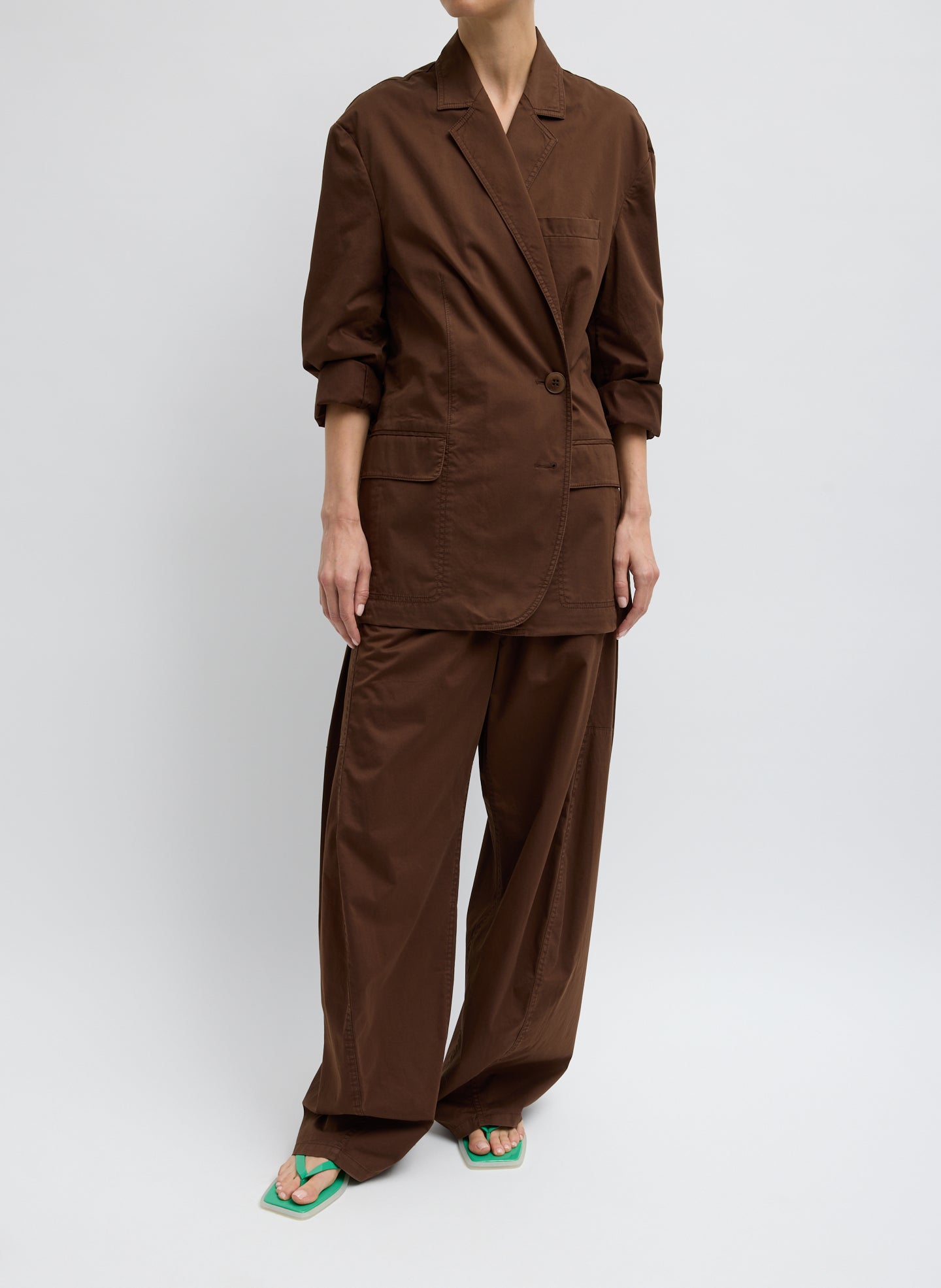 Garment Dyed Silky Cotton Liam Blazer | Tibi Brown