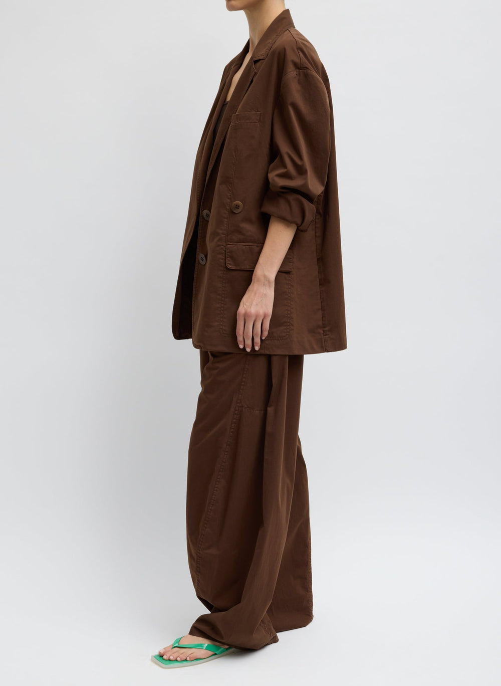 Garment Dyed Silky Cotton Liam Blazer | Tibi Brown