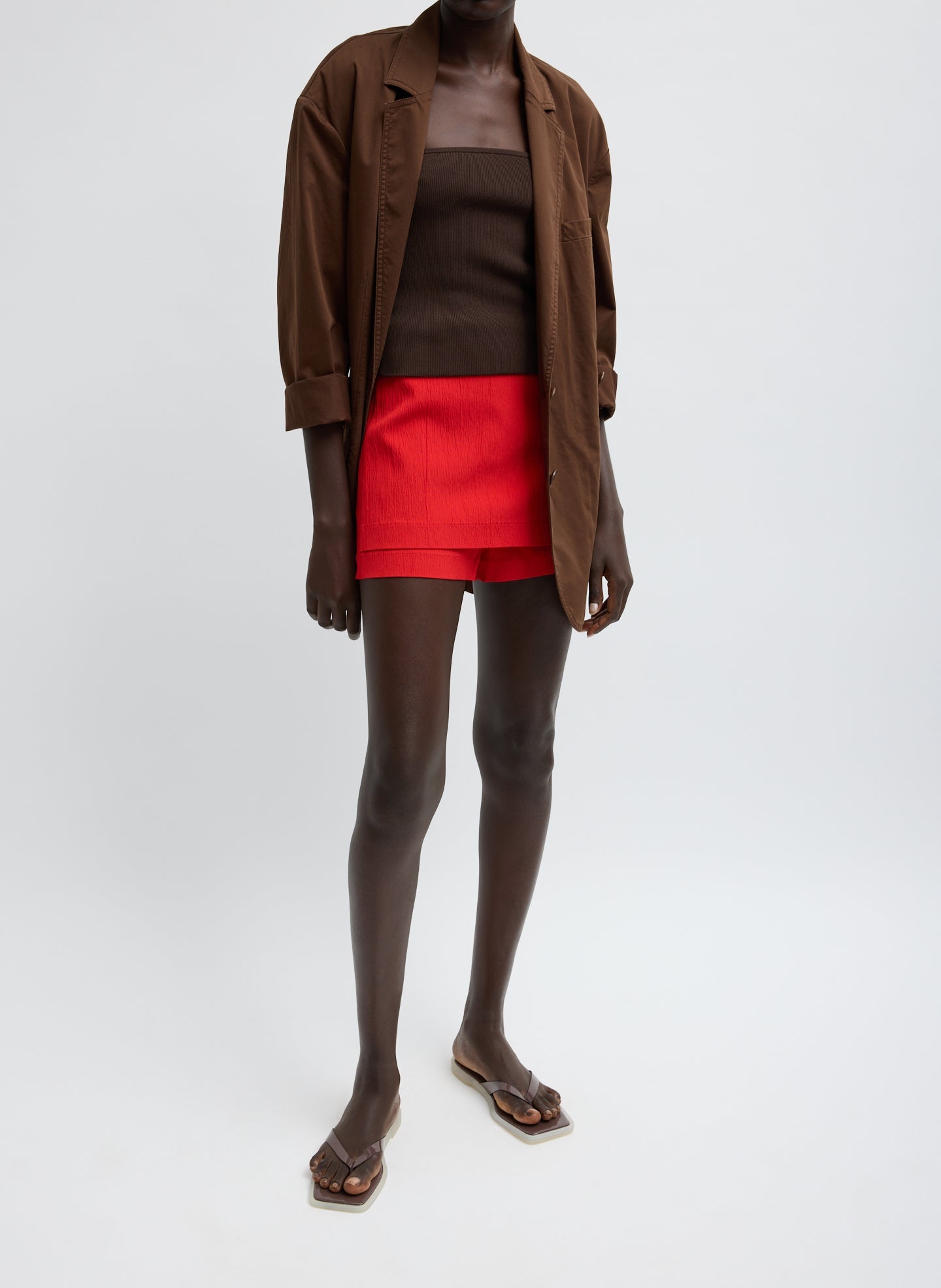 Garment Dyed Silky Cotton Liam Blazer | Tibi Brown