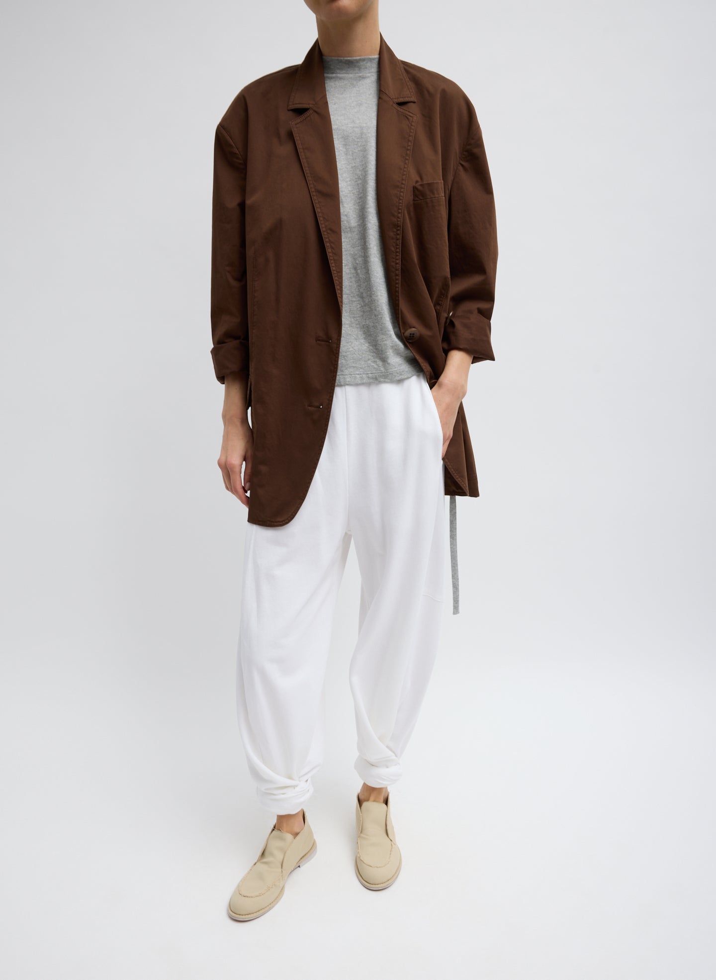 Garment Dyed Silky Cotton Liam Blazer | Tibi Brown
