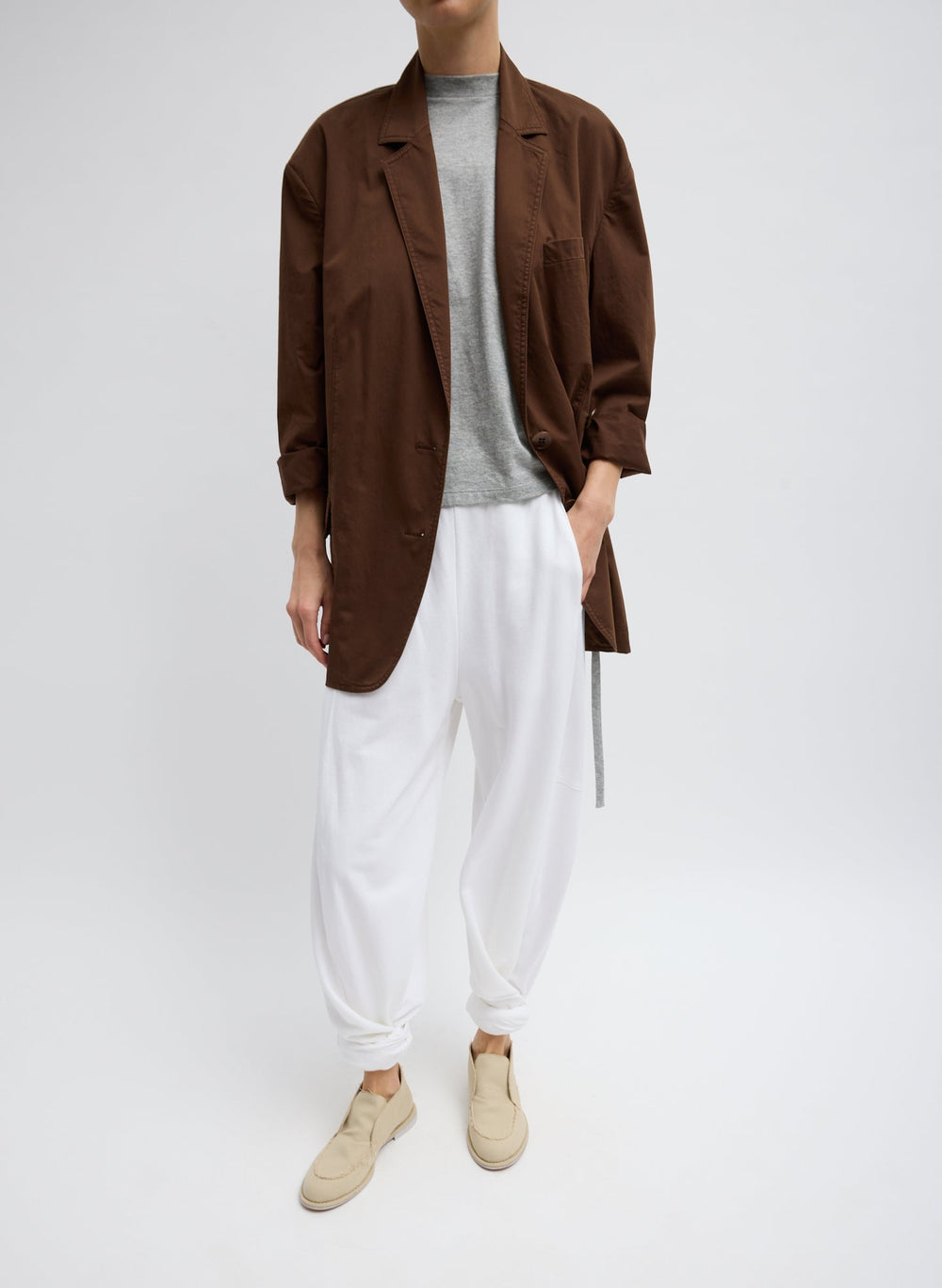 Garment Dyed Silky Cotton Liam Blazer | Tibi Brown