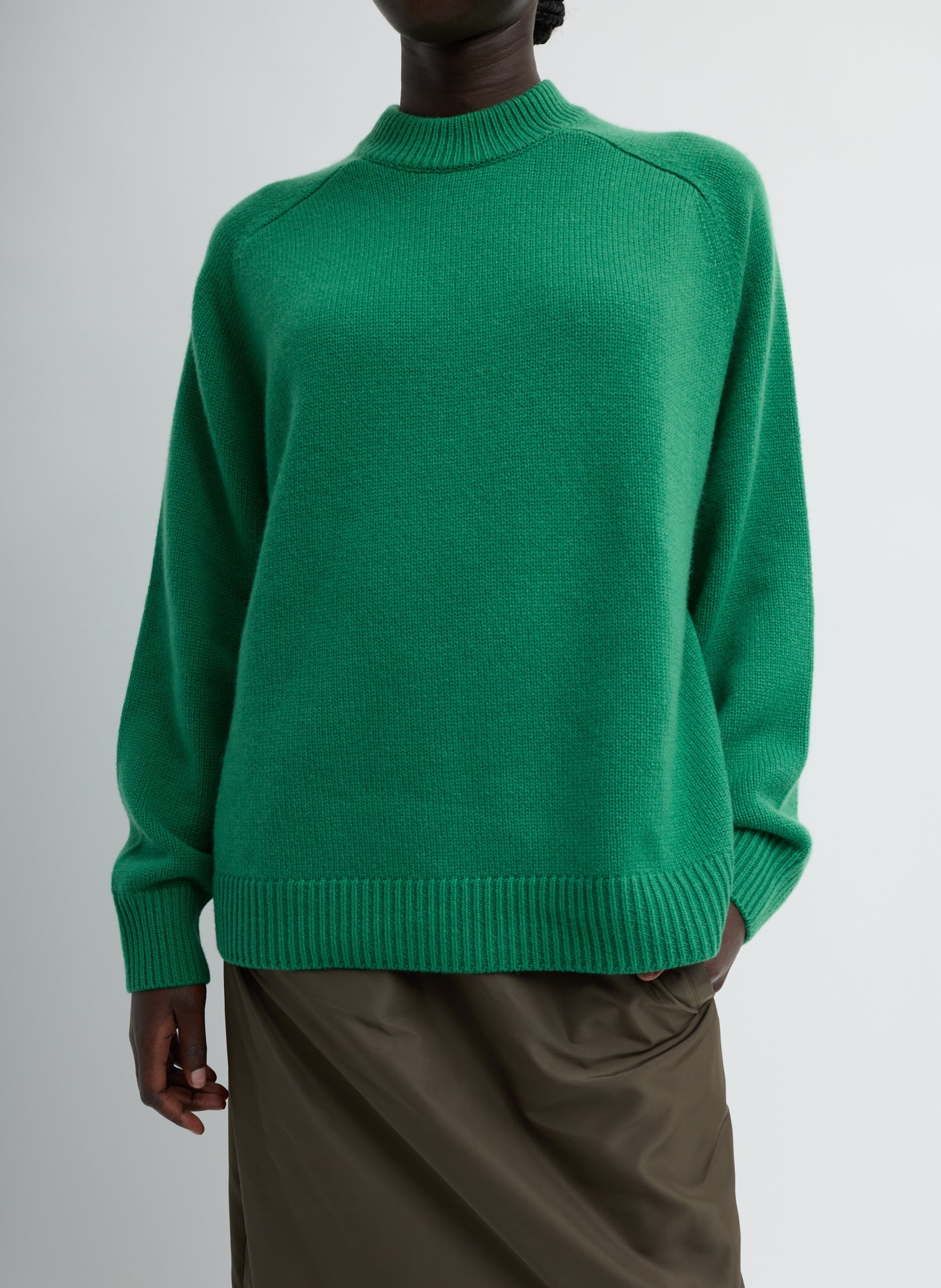 Cashmere Crewneck Oversized Pullover Sweater | Tibi Green