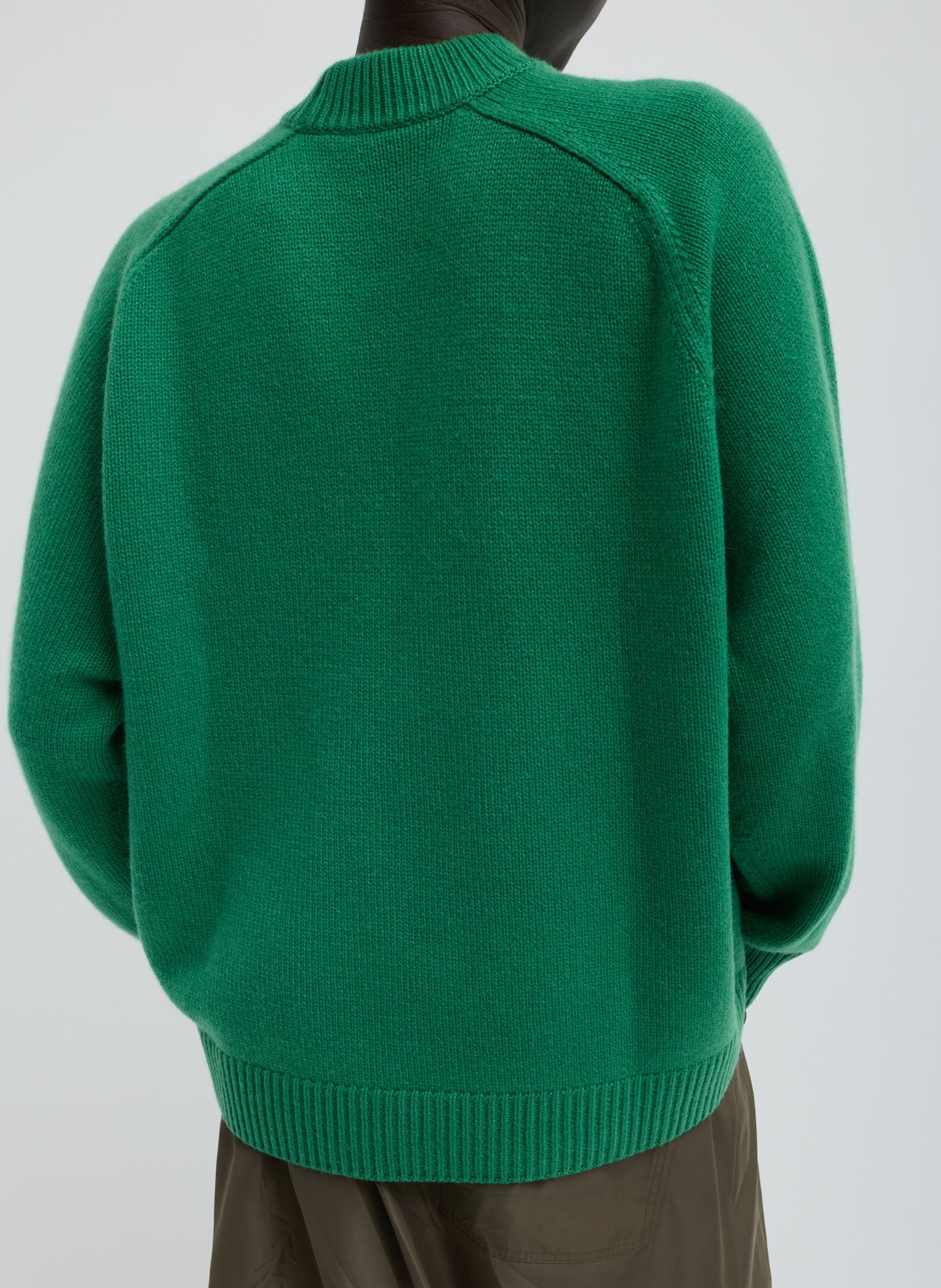 Cashmere Crewneck Oversized Pullover Sweater | Tibi Green