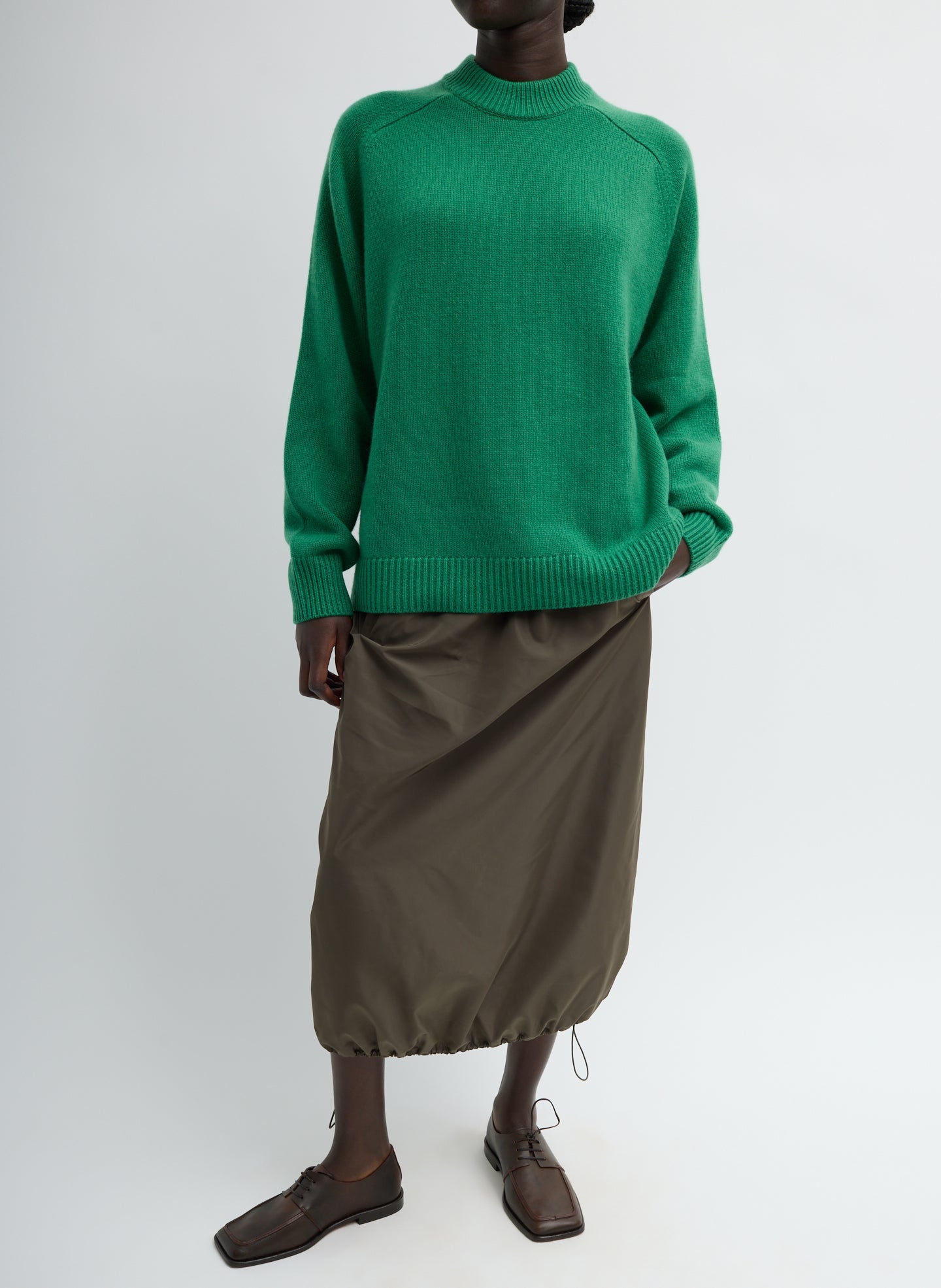 Cashmere Crewneck Oversized Pullover Sweater | Tibi Green