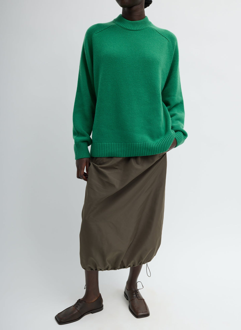 Cashmere Crewneck Oversized Pullover Sweater | Tibi Green