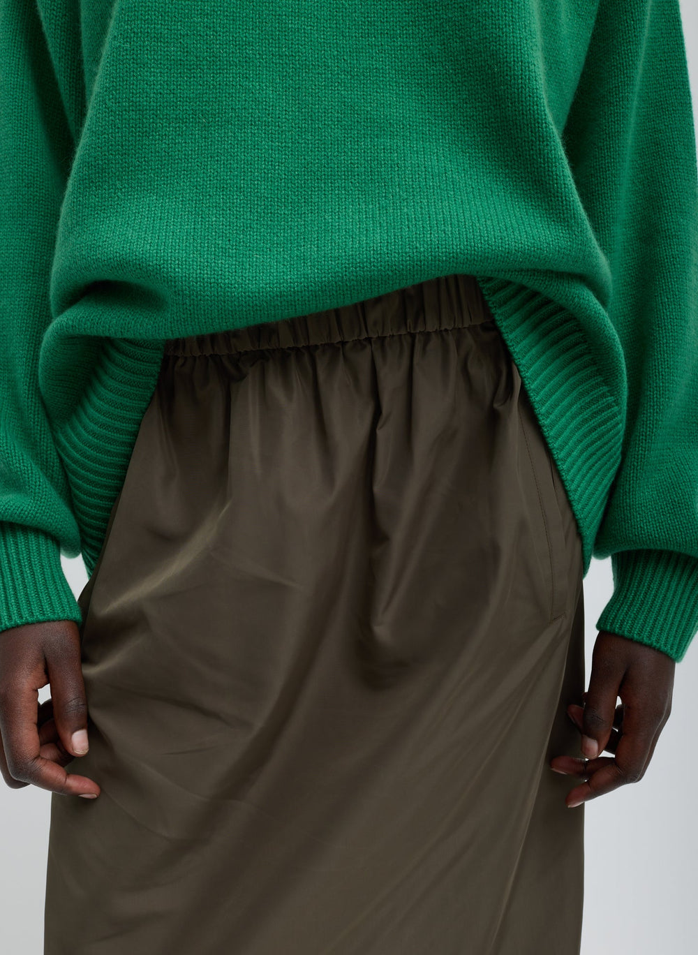 Cashmere Crewneck Oversized Pullover Sweater | Tibi Green