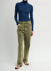 Featherweight Ribbed Sweater Turtleneck Pullover | Tibi Seal Blue