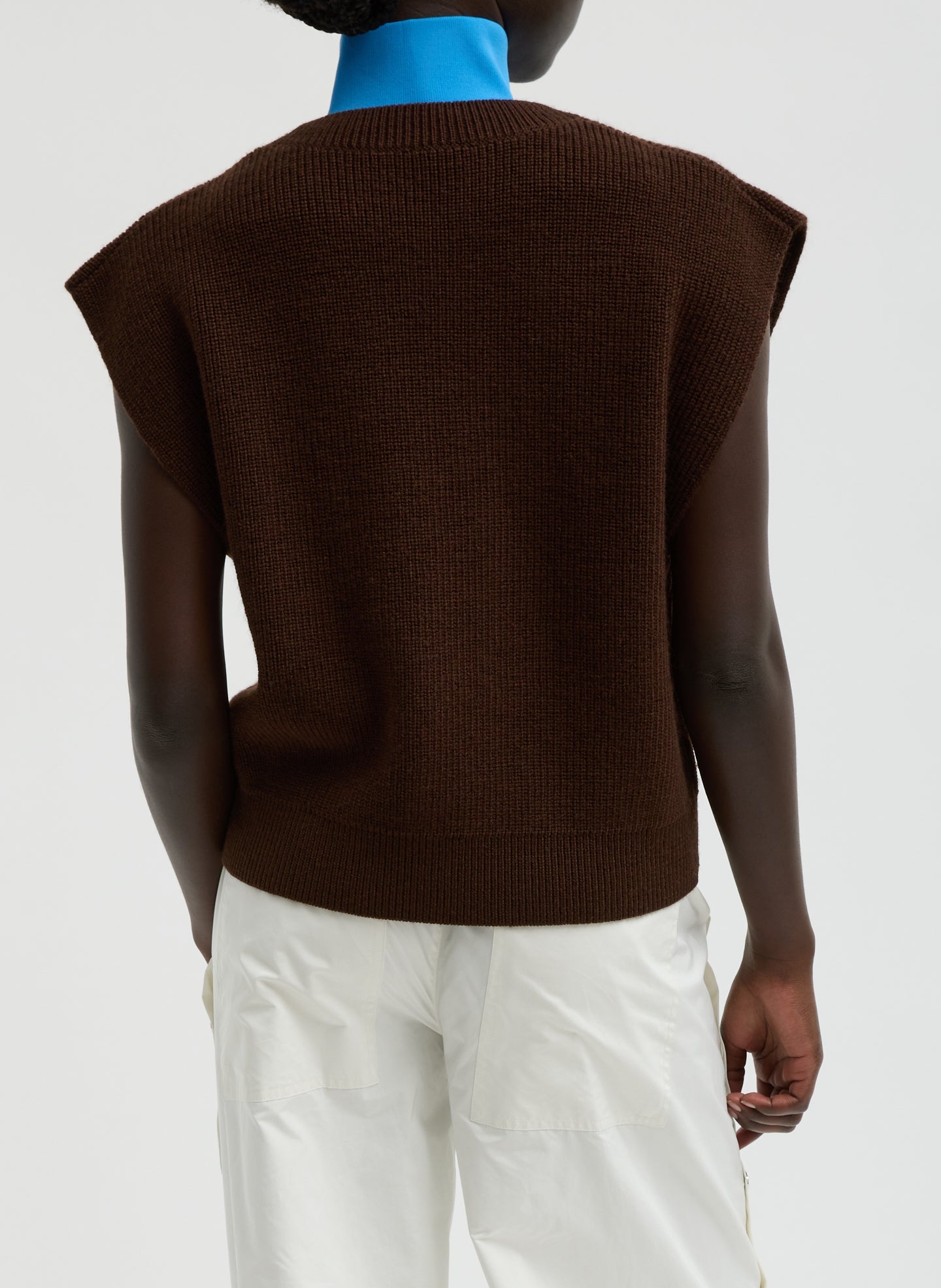 Cardigan Stitch Sweater Vest With Removable Dickie | Tibi Brown