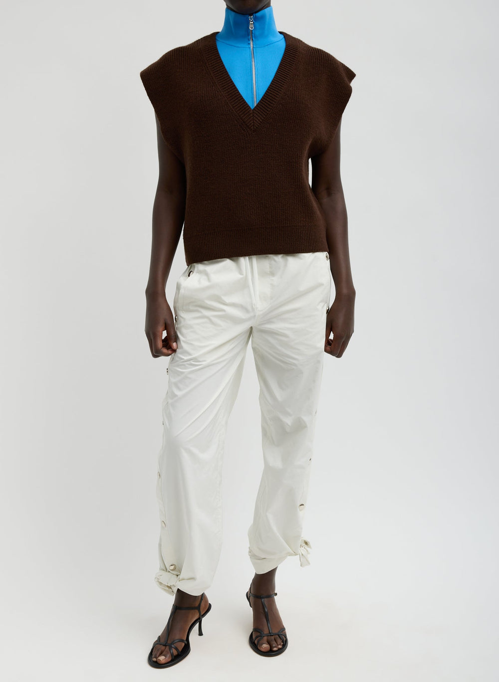 Cardigan Stitch Sweater Vest With Removable Dickie | Tibi Brown