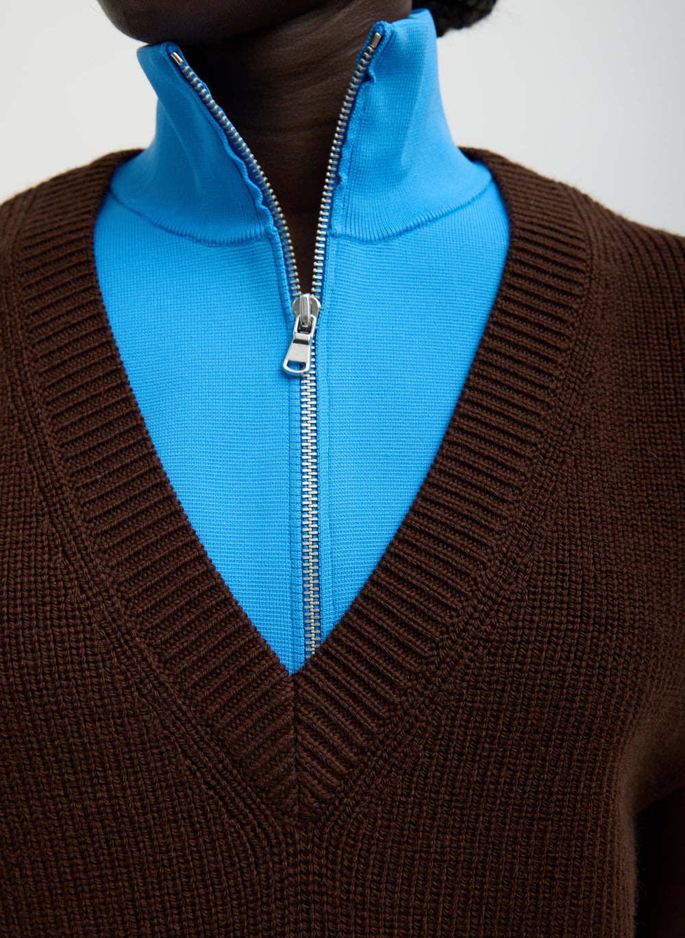 Cardigan Stitch Sweater Vest With Removable Dickie | Tibi Brown