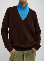 Cardigan Stitch V-Neck With Removable Dickie | Tibi Brown