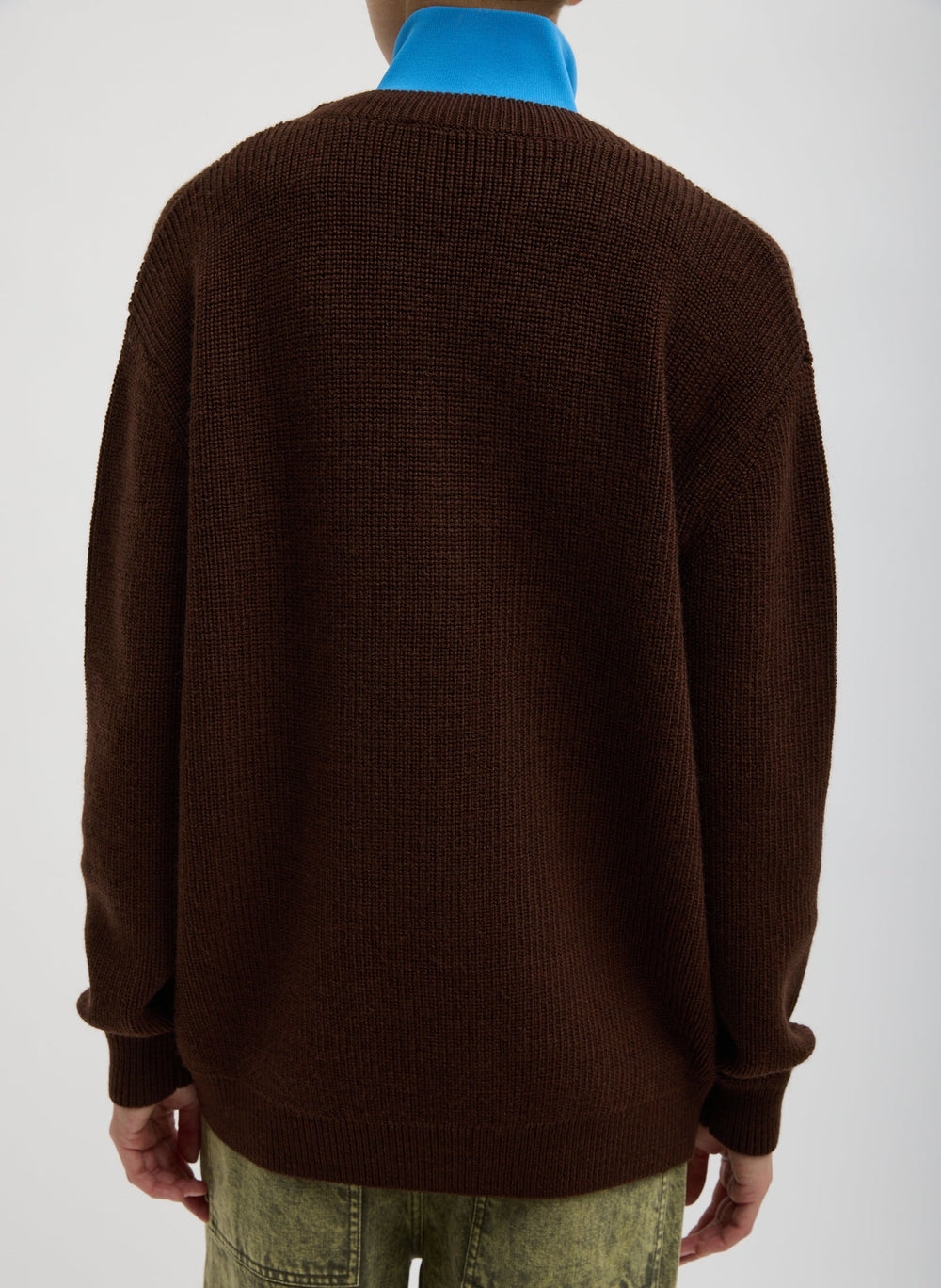 Cardigan Stitch V-Neck With Removable Dickie | Tibi Brown