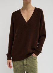 Cardigan Stitch V-Neck With Removable Dickie | Tibi Brown