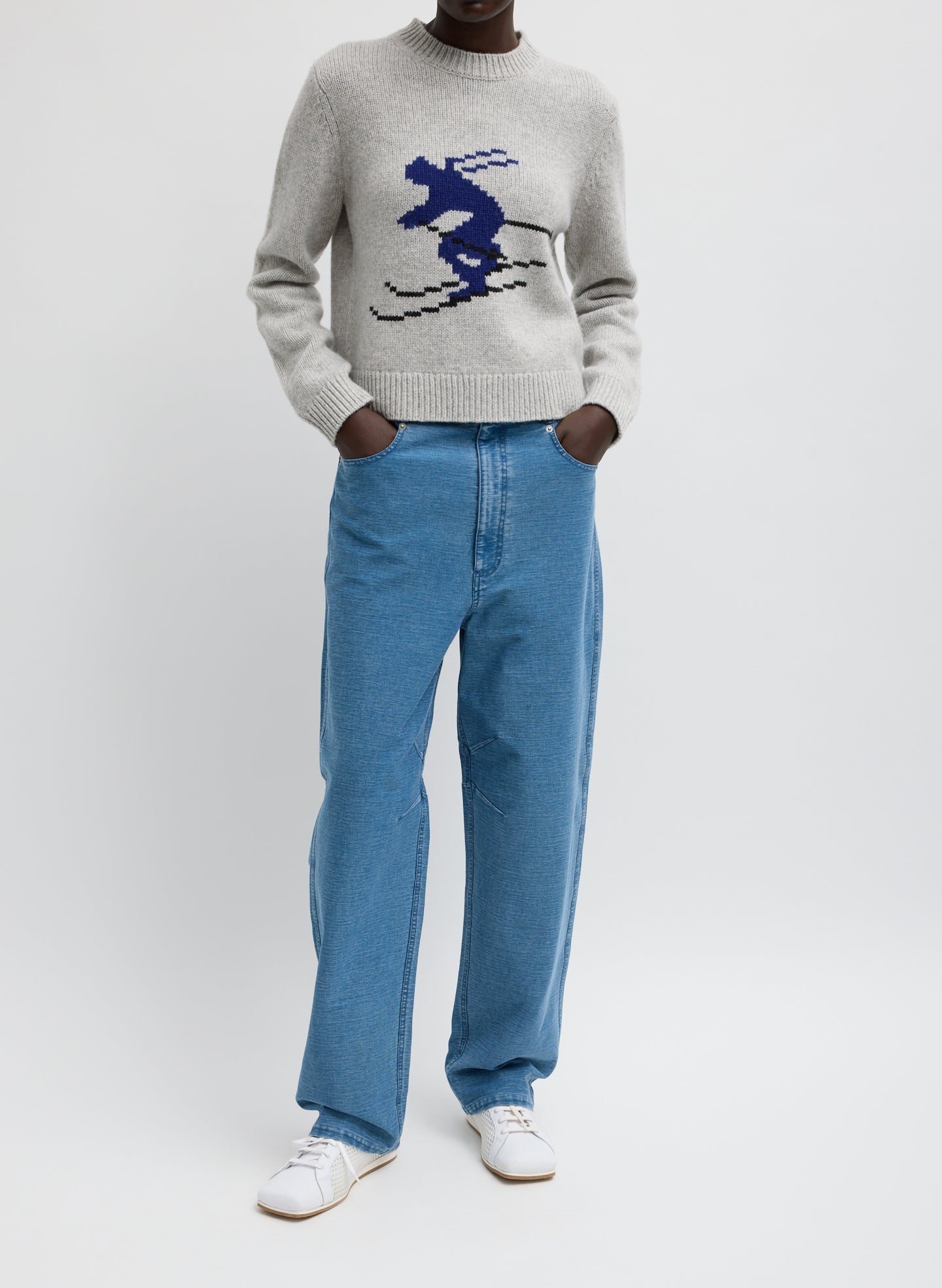 Soft Wool Ski Shrunken Sweater | Tibi Heather Grey Multi
