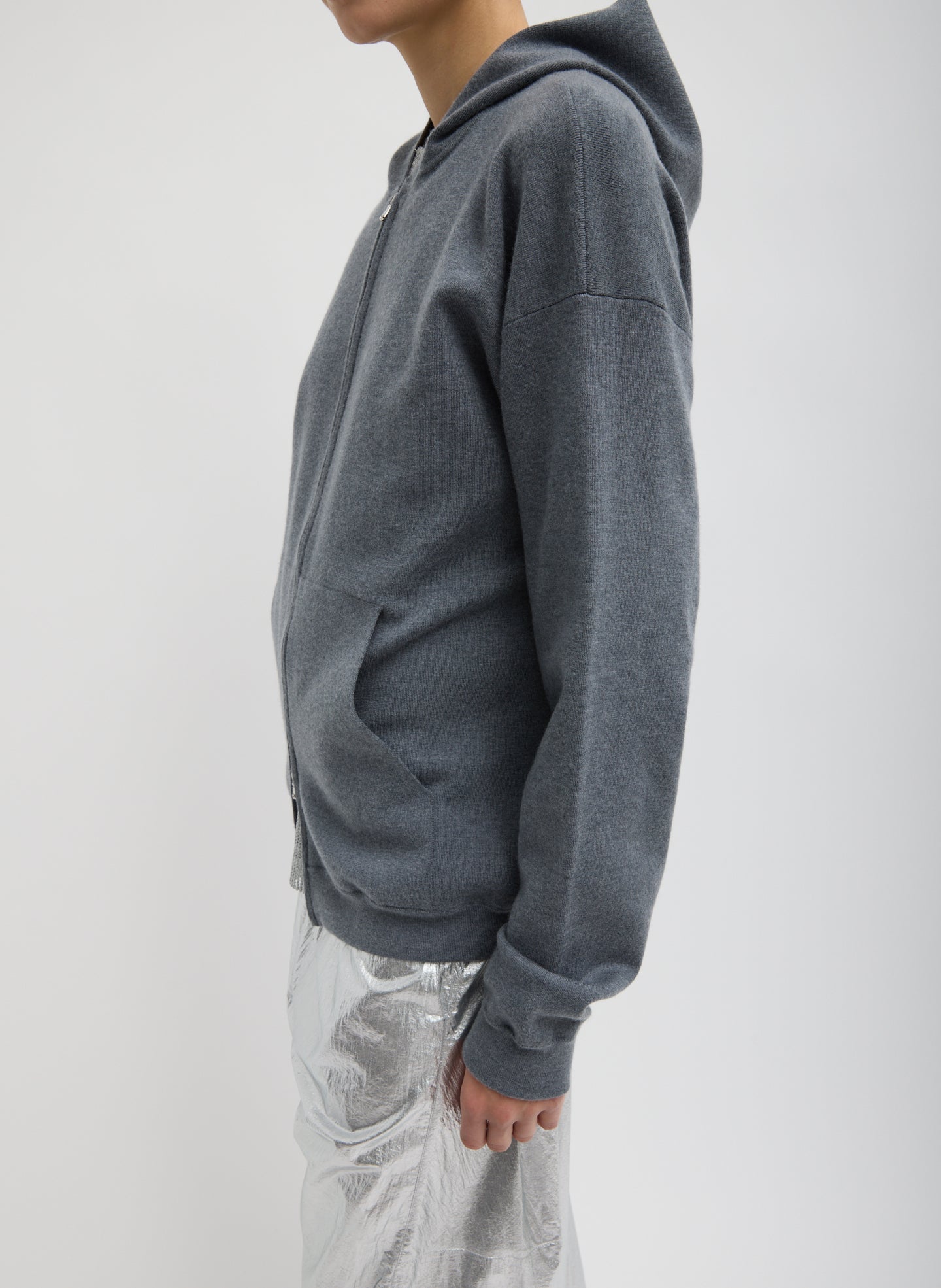 Double Faced Cashmere Hoodie | Tibi Medium Heather Grey