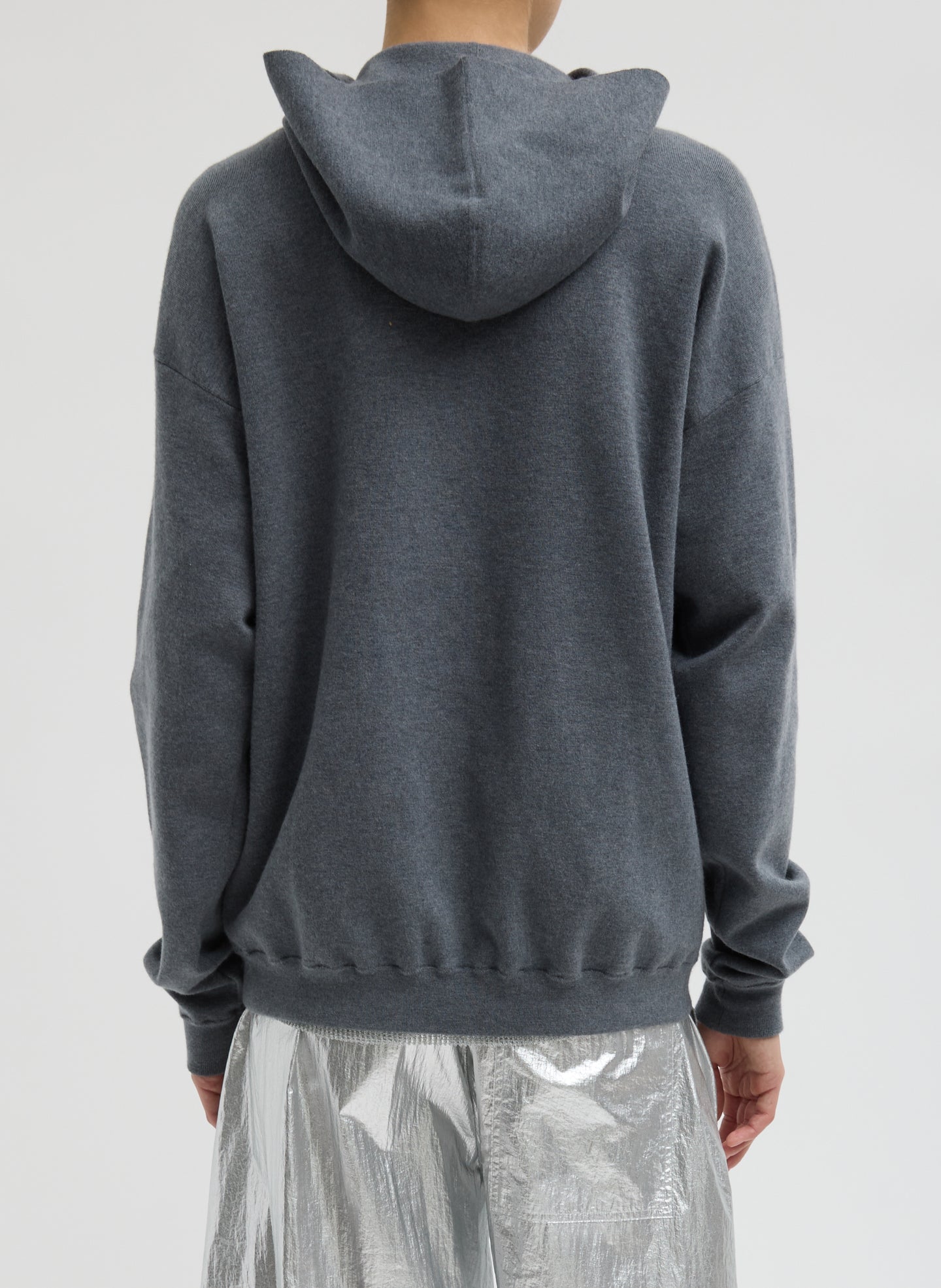 Double Faced Cashmere Hoodie | Tibi Medium Heather Grey