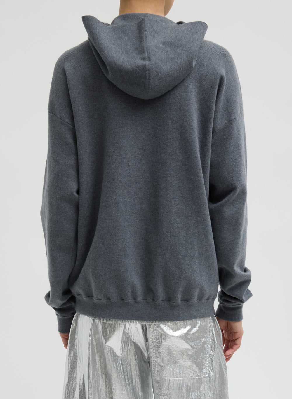 Double Faced Cashmere Hoodie | Tibi Medium Heather Grey