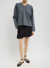 Double Faced Cashmere Oversized Easy Sweater | Tibi Medium Heather Grey