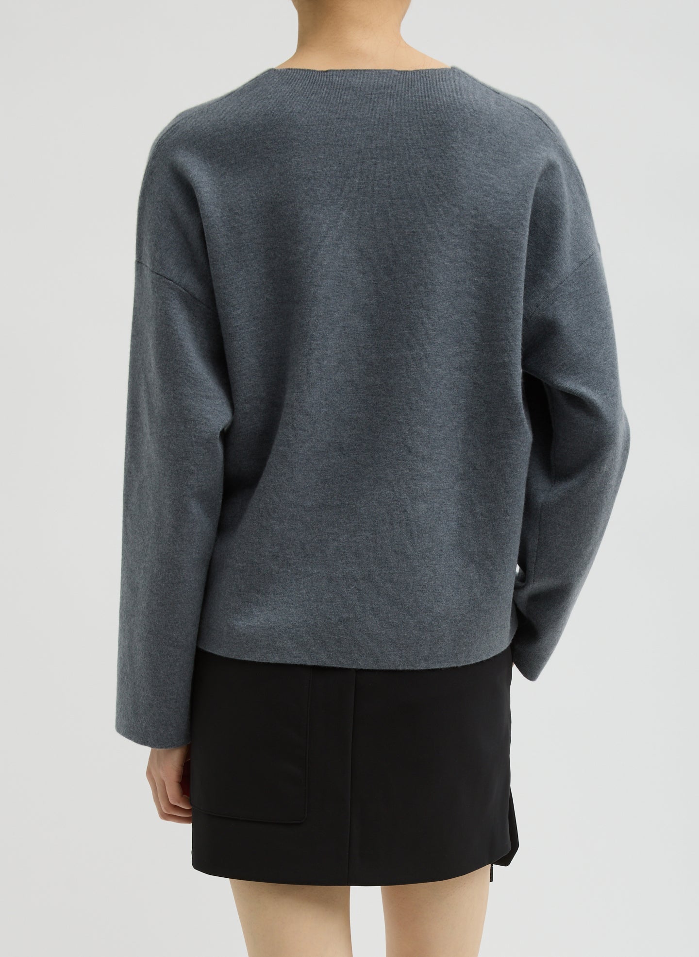 Double Faced Cashmere Oversized Easy Sweater | Tibi Medium Heather Grey