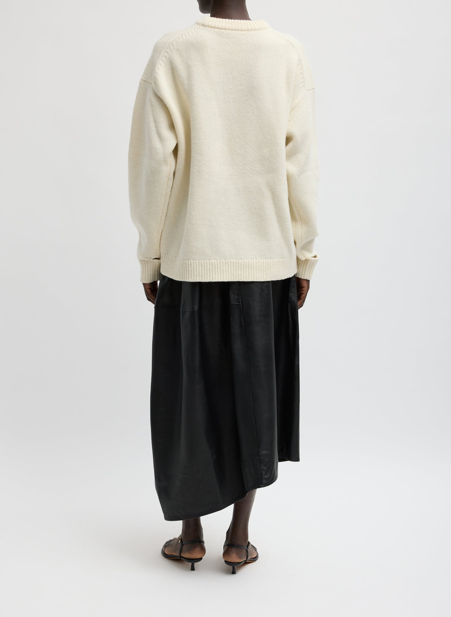 Soft Wool Ski Easy Pullover Crewneck Sweater | Tibi Ivory Multi